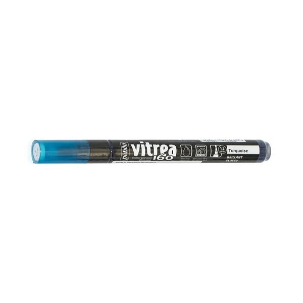 Маркер по стеклу Vitrea 160 глянцевый 1.2 мм, перо круглое, 6 шт, 118084 бирюзовый, Pebeo