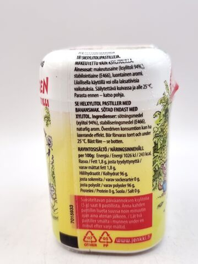 Пастилки Jenkki Herra Hakkarainen Banaani с ксилитом и банановым вкусом 45 г (из Финляндии)