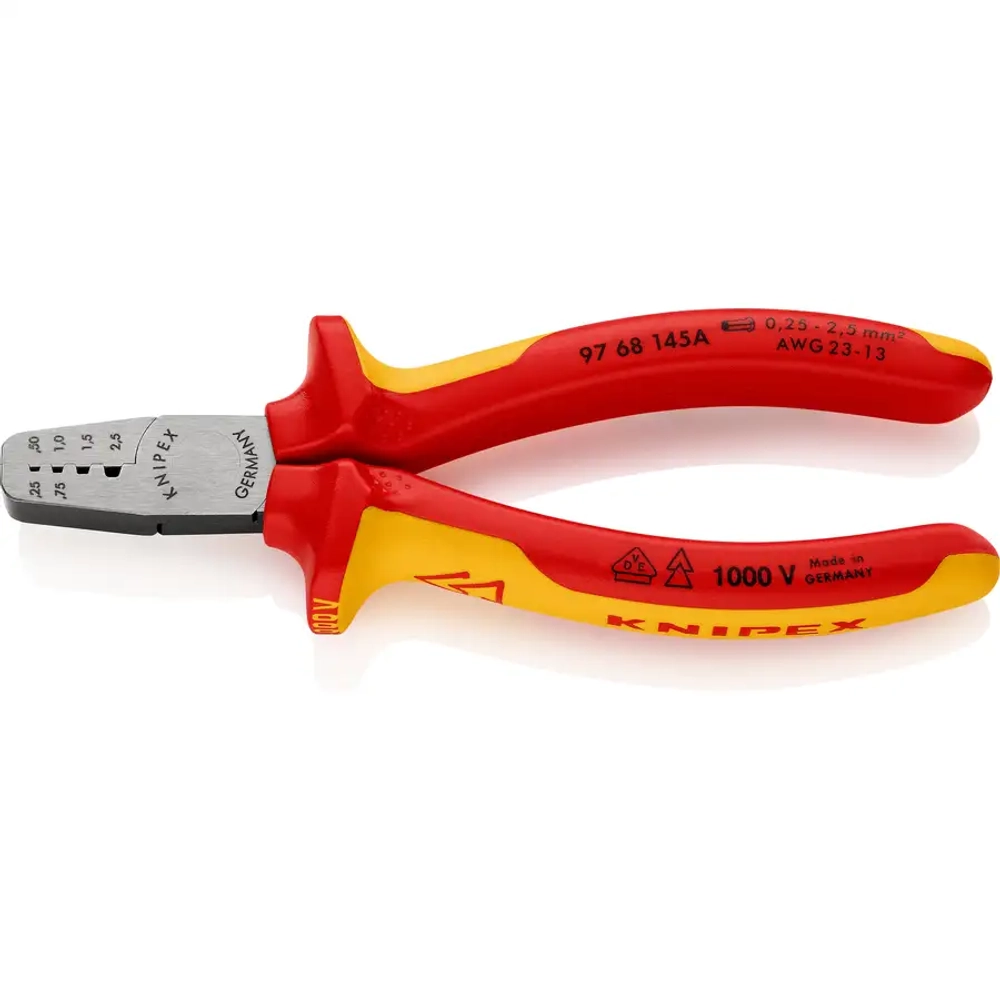 Инструмент для обжима контактных гильз 145 мм Knipex 97 68 145 A