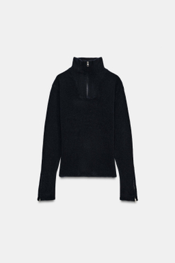 ZARA СВИТЕР ИЗ 100% ШЕРСТИ НА МОЛНИЯХ, МОРСКОЙ СИНИЙ