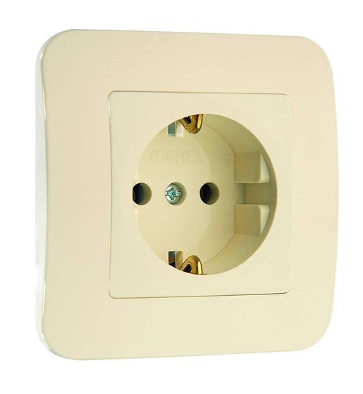 Розетка Makel Lillium Natural с заземлением крем 05099
