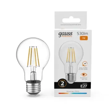 Лампа А60 7W 530lm 2700К Е27 LED 22217 Filament Elementary Gauss