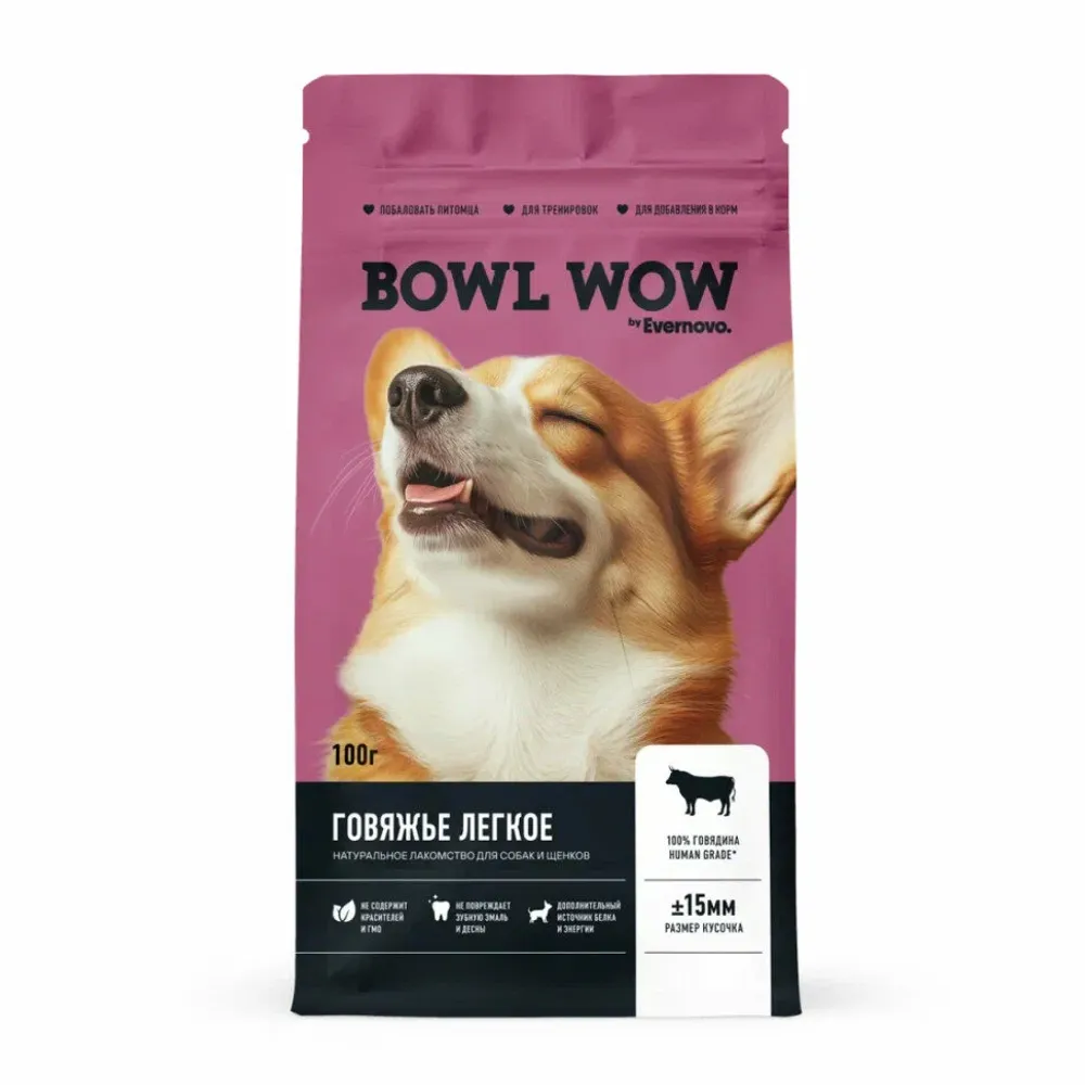 Лакомство BOWL WOW для собак: легкое говяжье