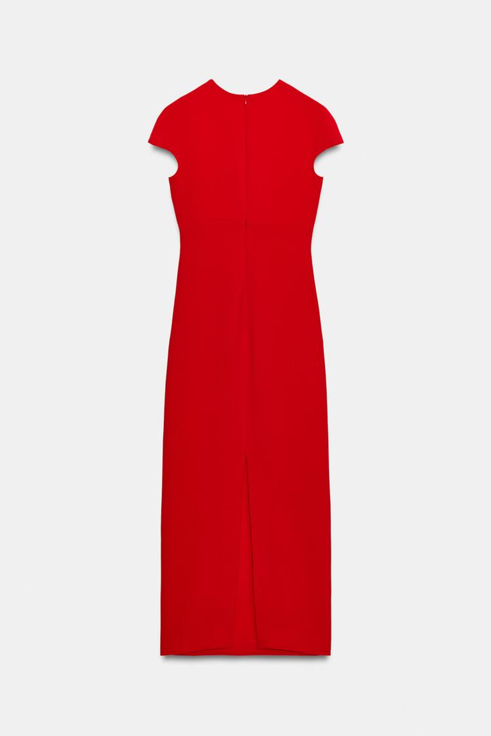 ZARA ПЛАТЬЕ МИДИ С КОРОТКИМИ РУКАВАМИ, КРАСНЫЙ