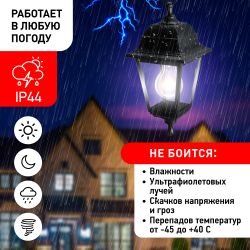 Садово-парковый светильник ЭРА НСУ 04-60-001 черный 4 гранный подвесной IP44 Е27 max60Вт | Садово-парковые светильники