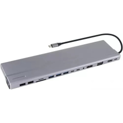VCOM CU4703  Адаптер TypeC -->3*USB3.0+2*USB2.0+VGA+RJ45+SD+TF+AUD+HDMI+DP+2*USB3.1 Data+PD[4895182217294]