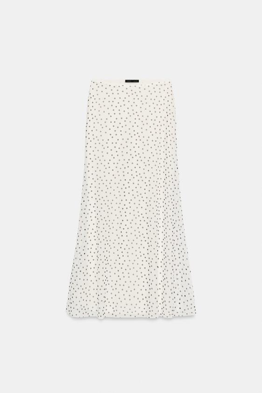 ZARA ЮБКА ИЗ ПОЛУПРОЗРАЧНОЙ ТКАНИ В ГОРОШЕК, БЕЛЫЙ/ЧЕРНЫЙ