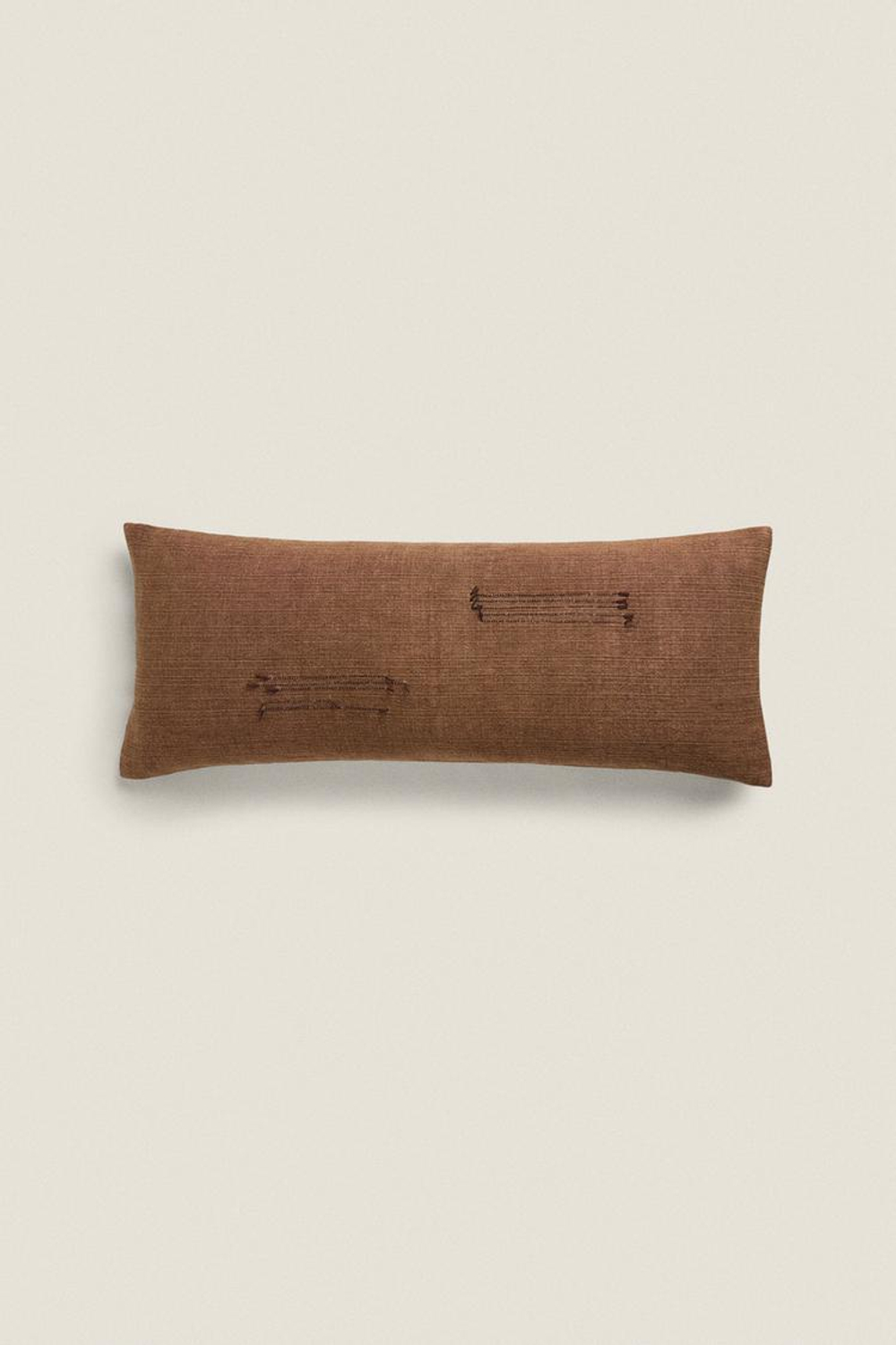 ZARA HOME ЧЕХОЛ ДЛЯ ДЕКОРАТИВНОЙ ПОДУШКИ С КОНТРАСТНОЙ СТРОЧКОЙ, КОРИЧНЕВЫЙ