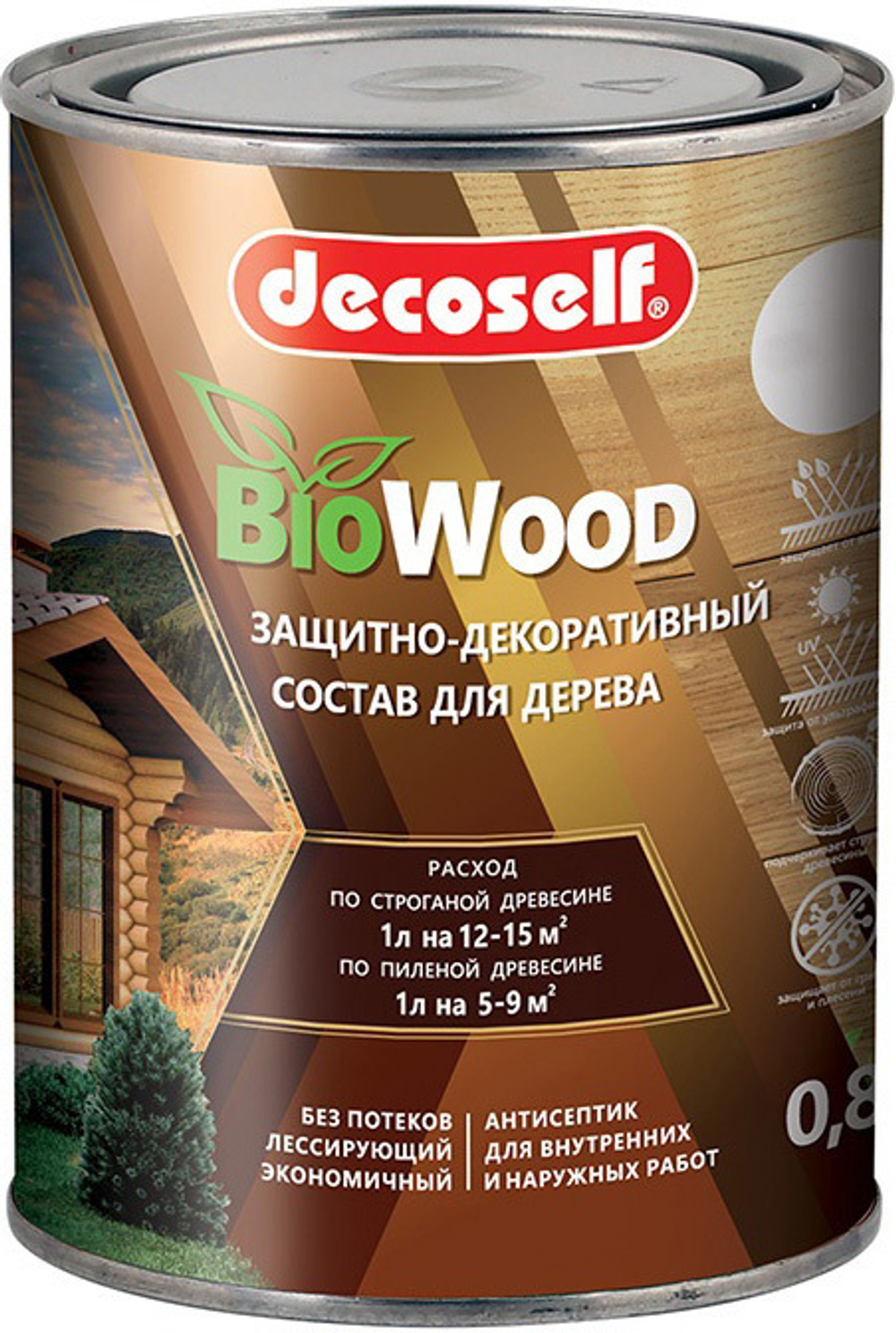!!!Антисептик лессирующий для дерева ДУБ, Decoself 0,8л.