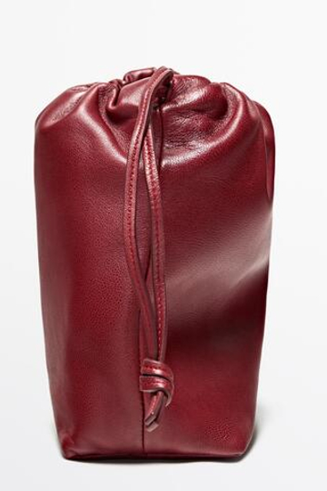 Massimo Dutti Сумка-мешок из кожи наппа, бургунди