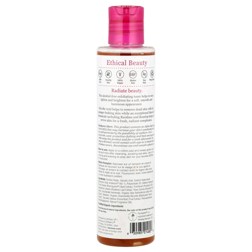 DERMA E, Essentials, тоник для сияния, гликолевая кислота и ройбуш, 6 жидк. унц. (175 мл)