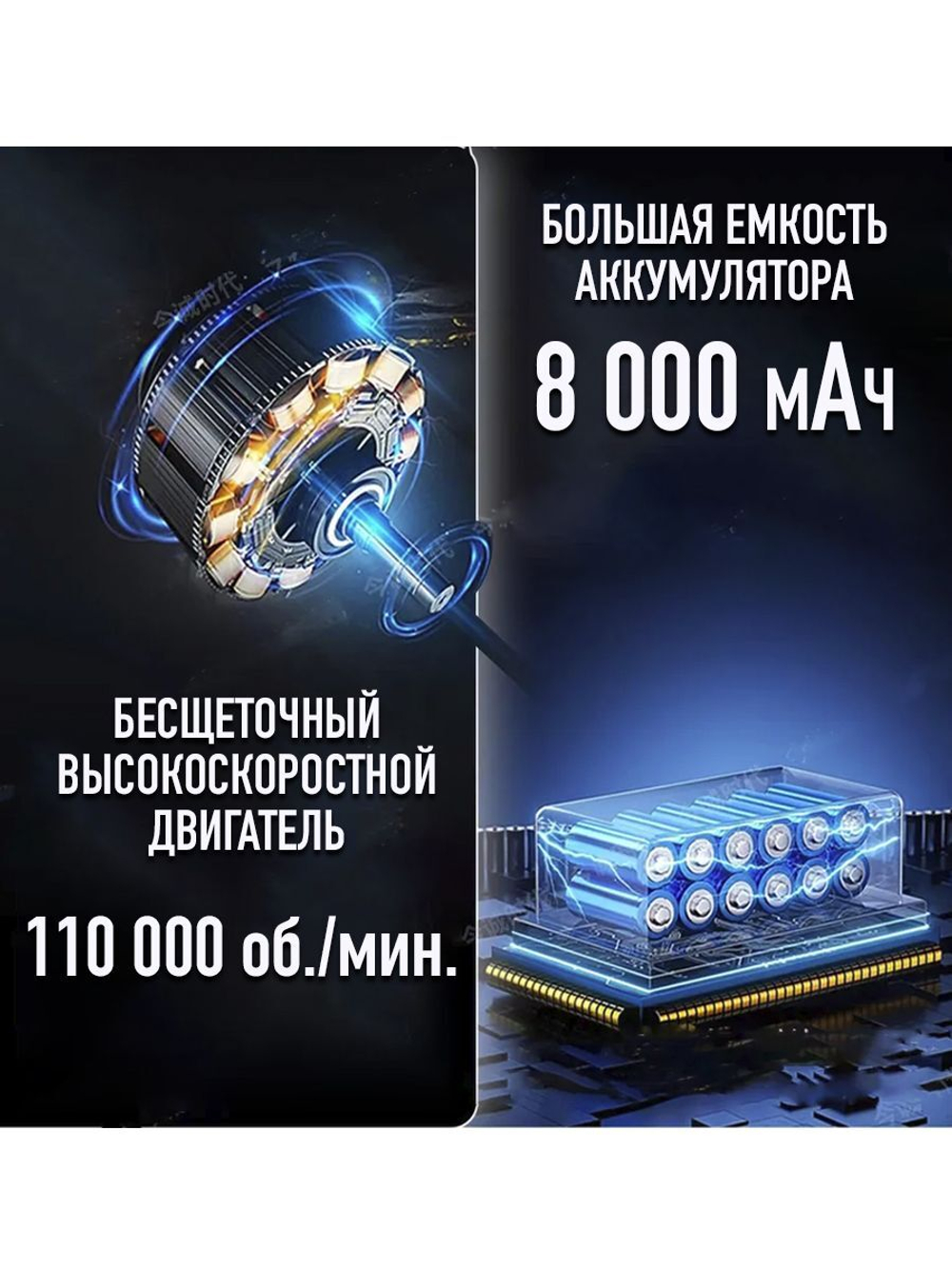 Мощная воздуходувка 180 Вт 6000 мАч