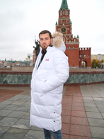Пуховик мужской удлиненный "Russia" белый