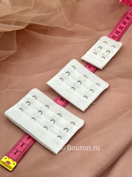 Застежка для бюстгальтера белая 4 ряда 12 петель 4 крючка 5х7,5 см