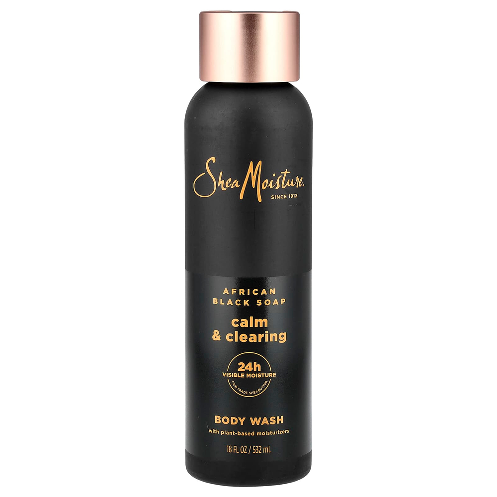 SheaMoisture, успокаивающий и очищающий гель для душа, африканское черное мыло, 532 мл (18 жидк. унций)