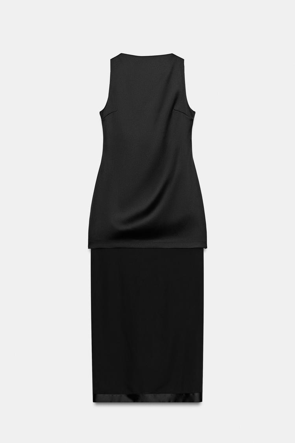 ZARA ДЛИННОЕ КОМБИНИРОВАННОЕ ПЛАТЬЕ, ЧЕРНЫЙ