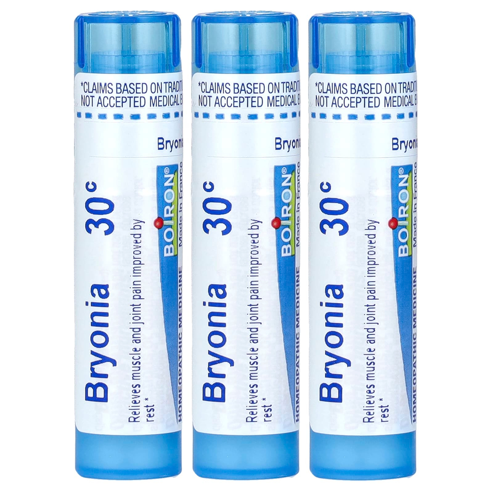 Boiron, Bryonia, обезболивающее, гранулы для рассасывания, 30C, 3 упаковки по 80 гранул