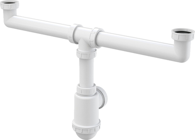 Сифон Alca Plast A448-DN50/40 для сдвоенной мойки с накидными гайками 6/4"