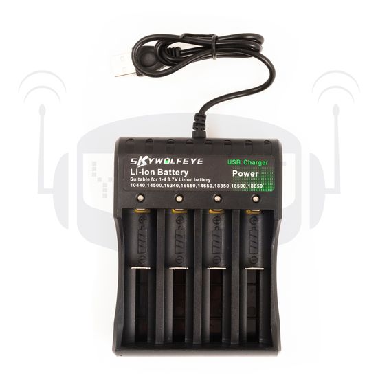 Универсальное зарядное 4 слота для АКБ 10440 - 18650 от USB