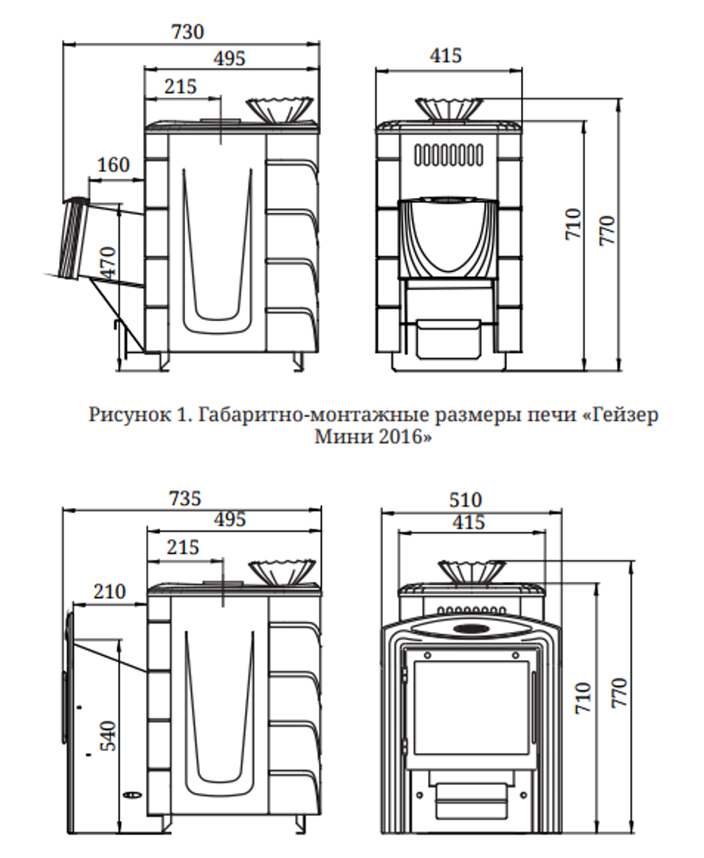 Печь Гейзер Мини 2016 Carbon ДА КТК ЗК терракота размеры