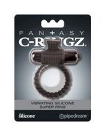 Черное эрекционное виброкольцо Vibrating Silicone Super Ring (Цвет: черный)