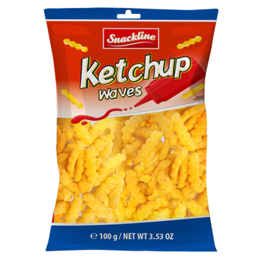 Снэк из экструдированного жареного картофеля со вкусом кетчупа ТМ Snackline, 100 г
