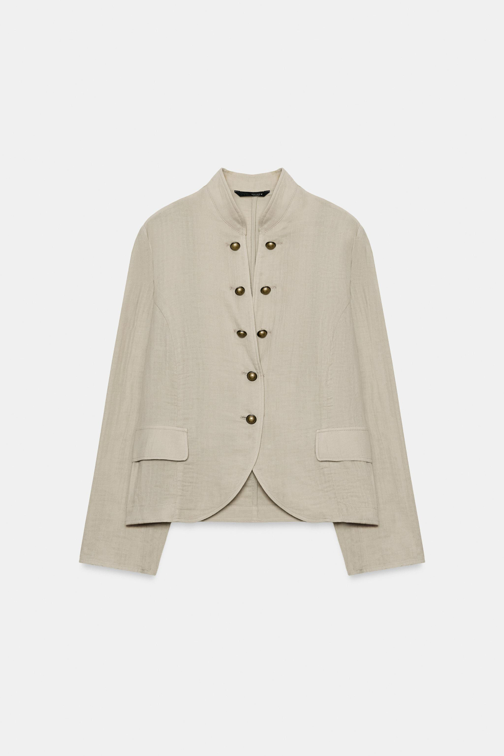 ZARA БЛЕЙЗЕР RUSTICA С ПУГОВИЦАМИ, ЗЕЛЕНЫЙ/СЕРЫЙ