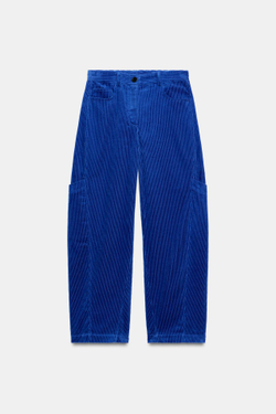 ZARA ВЕЛЬВЕТОВЫЕ БРЮКИ С КАРМАНАМИ — ZW COLLECTION, ЯРКО-СИНИЙ