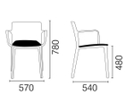 Кресло пластиковое с обивкой Papatya Evo-K Seat Soft, антрацит