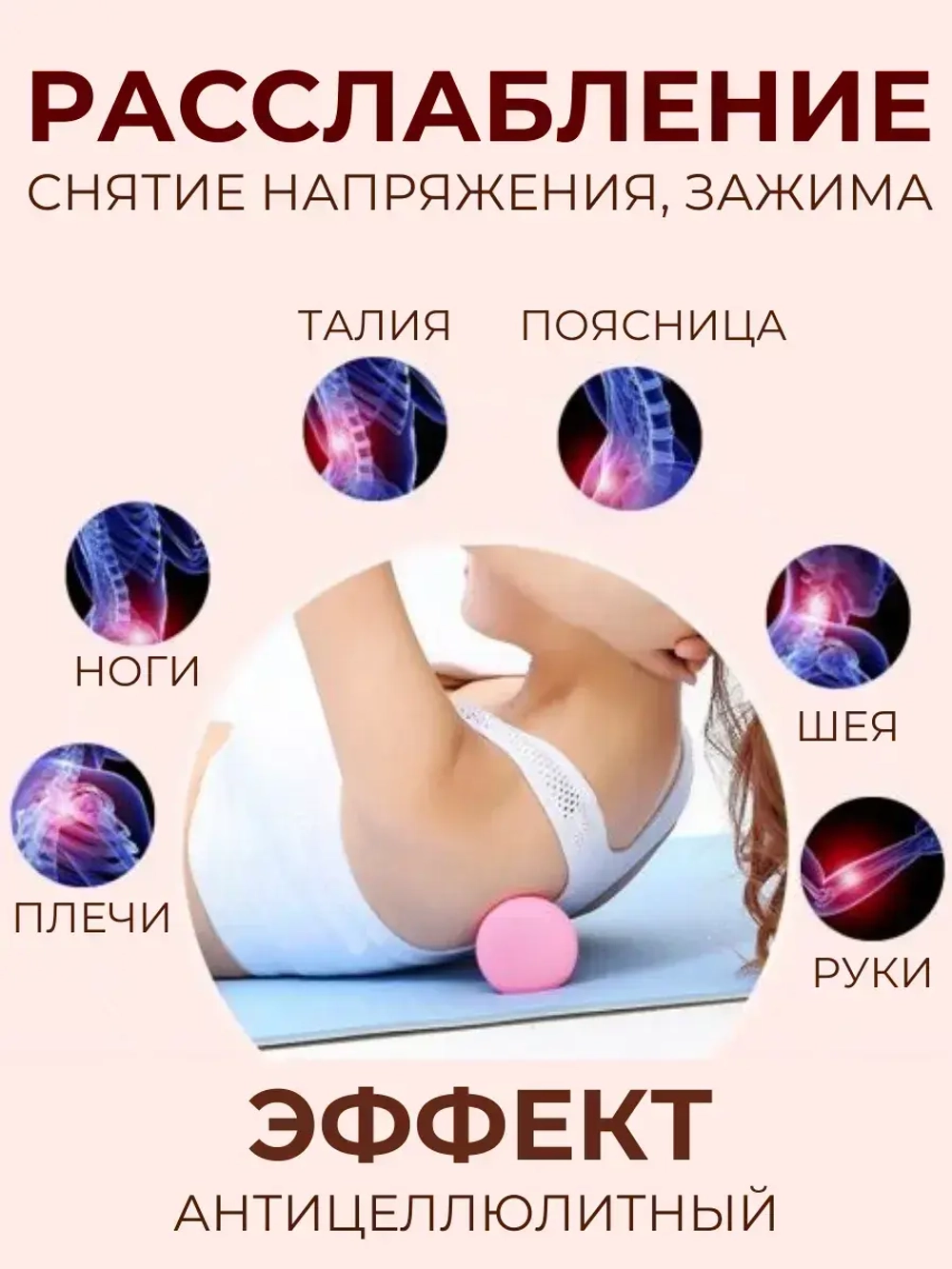 Массажный мяч МФР. Массажер - пилатес - йога - фитнес.