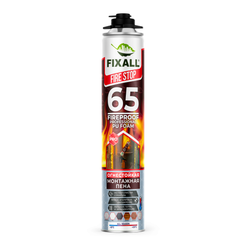 Пена Профессиональная Огнеупорная FIXALL 65 PRO 850мл