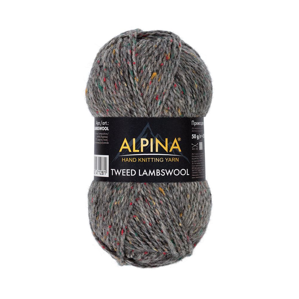 Пряжа Alpina Tweed LambsWool / уп.10 мот. по 50 г, 150 м, 08 т.серый Пряжа Alpina Tweed LambsWool / уп.10 мот. по 50 г, 150 м, 08 т.серый