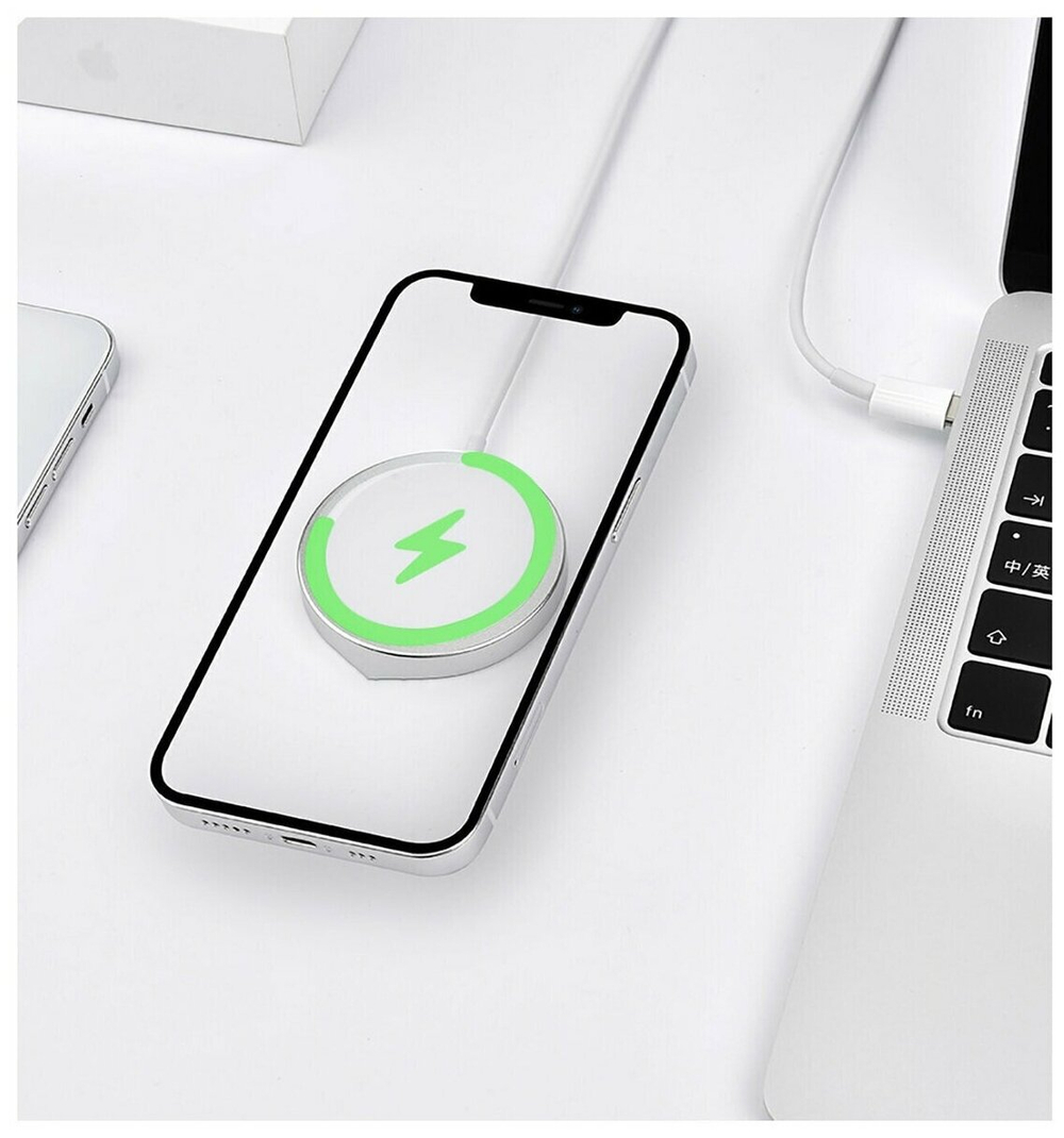 Беспроводное зарядное устройство для Iphone MagSafe Charger (Магсейф), белый, 15 Вт