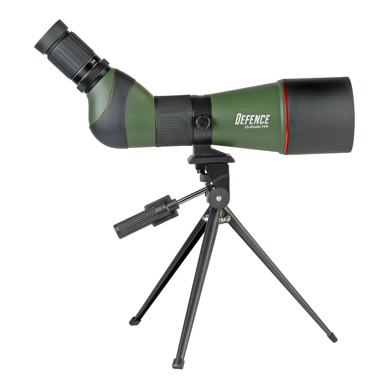Зрительная труба Veber Defence 20-60x80 с сеткой - зелёная труба на штативе с правого ракурса