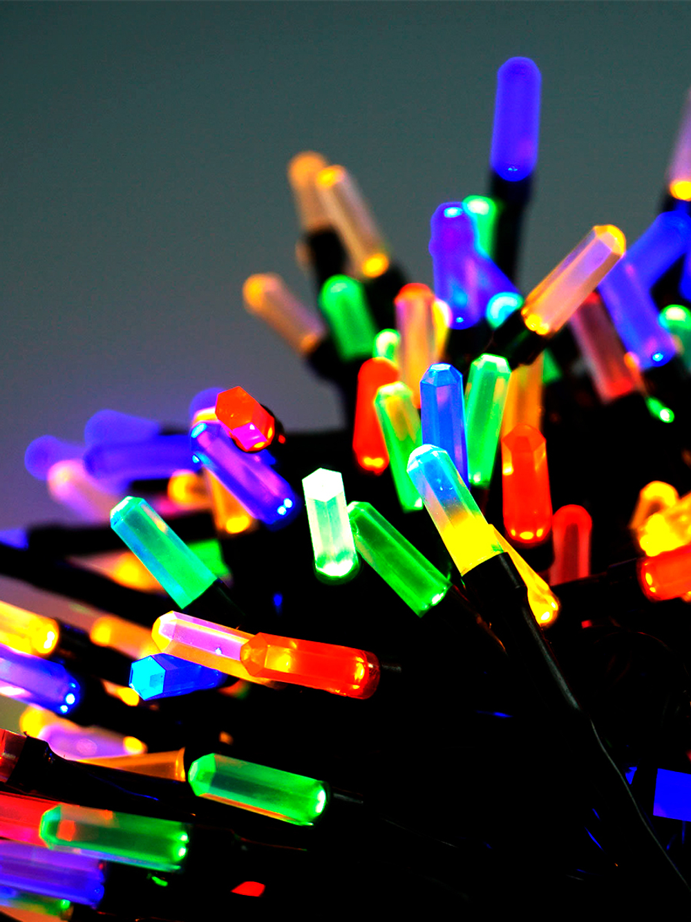 Гирлянда светодиодная "ФЕЙЕРВЕРК", 5 мм., 200 LED, мультицвет, 2м, 8 режимов, 220V, темный провод