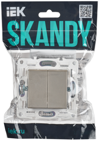 SKANDY Выключатель 2-клавишный проходной 10А SK-V05Sh шампань IEK