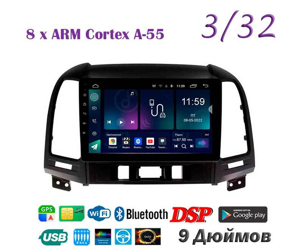 Topway TS18 3+32GB 8 ядер для Hyundai Santa Fe 2006 - 2012
