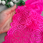 Широкое кружево эластичное 18см, Розовый неон (lace/magn/180)