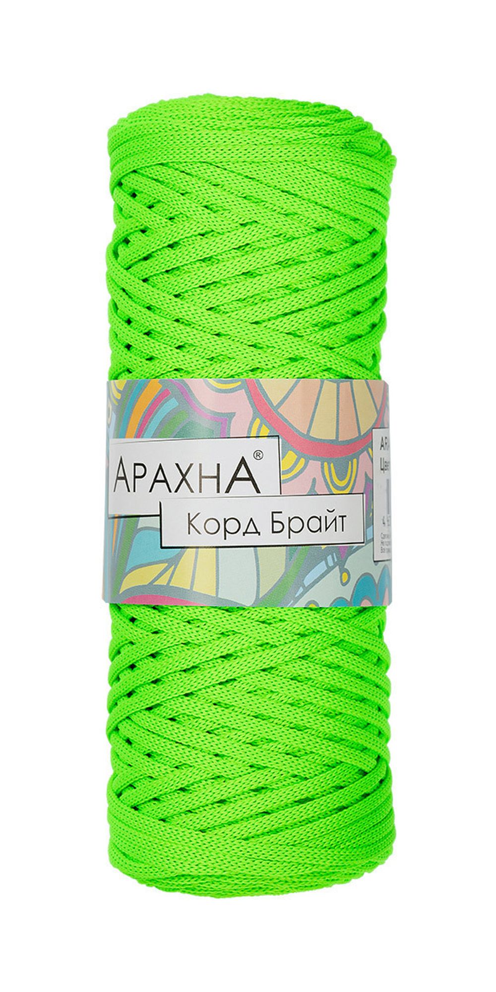 Пряжа Arachna Cord Bright / уп.3 мот. по 210г, 100м, 502 салатовый неон