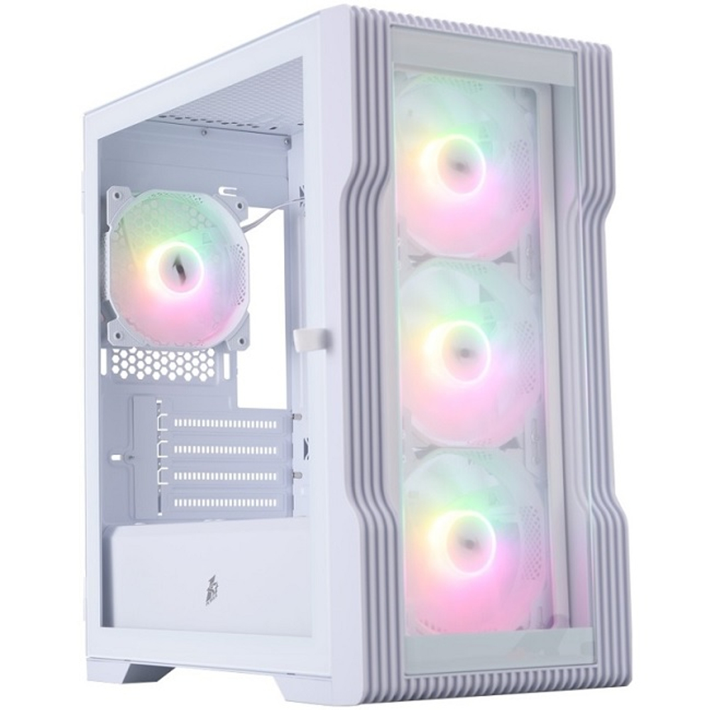 Корпус Mini-Tower 1STPLAYER TRILOBITE T3-G ARGB, Micro-ATX, белый (T3-G-WH-4F7-W)