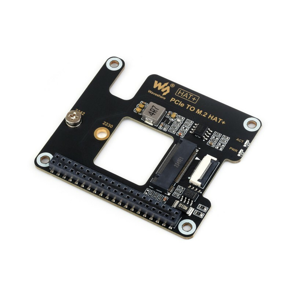 Плата адаптера SSD для Raspberry Pi 5 PCIe to M.2 HAT+ NVMe (2242, 2230)