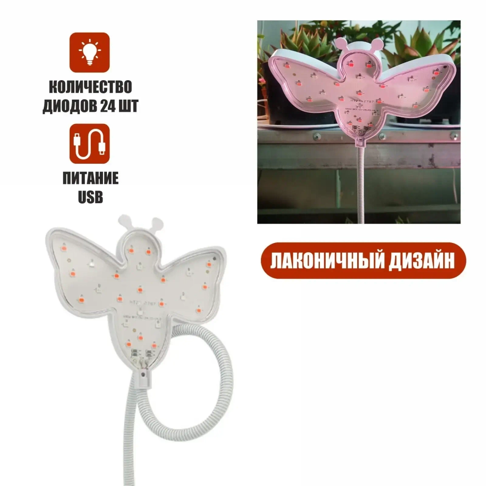 Фитосветильник для растений и рассады «Bee» 17*15*40см 24LED USB CY-BEE01