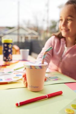 Детский стакан одностенный Klean Kanteen Kid Cup Straw Lid 10oz (296 мл) Clear Sky с трубочкой