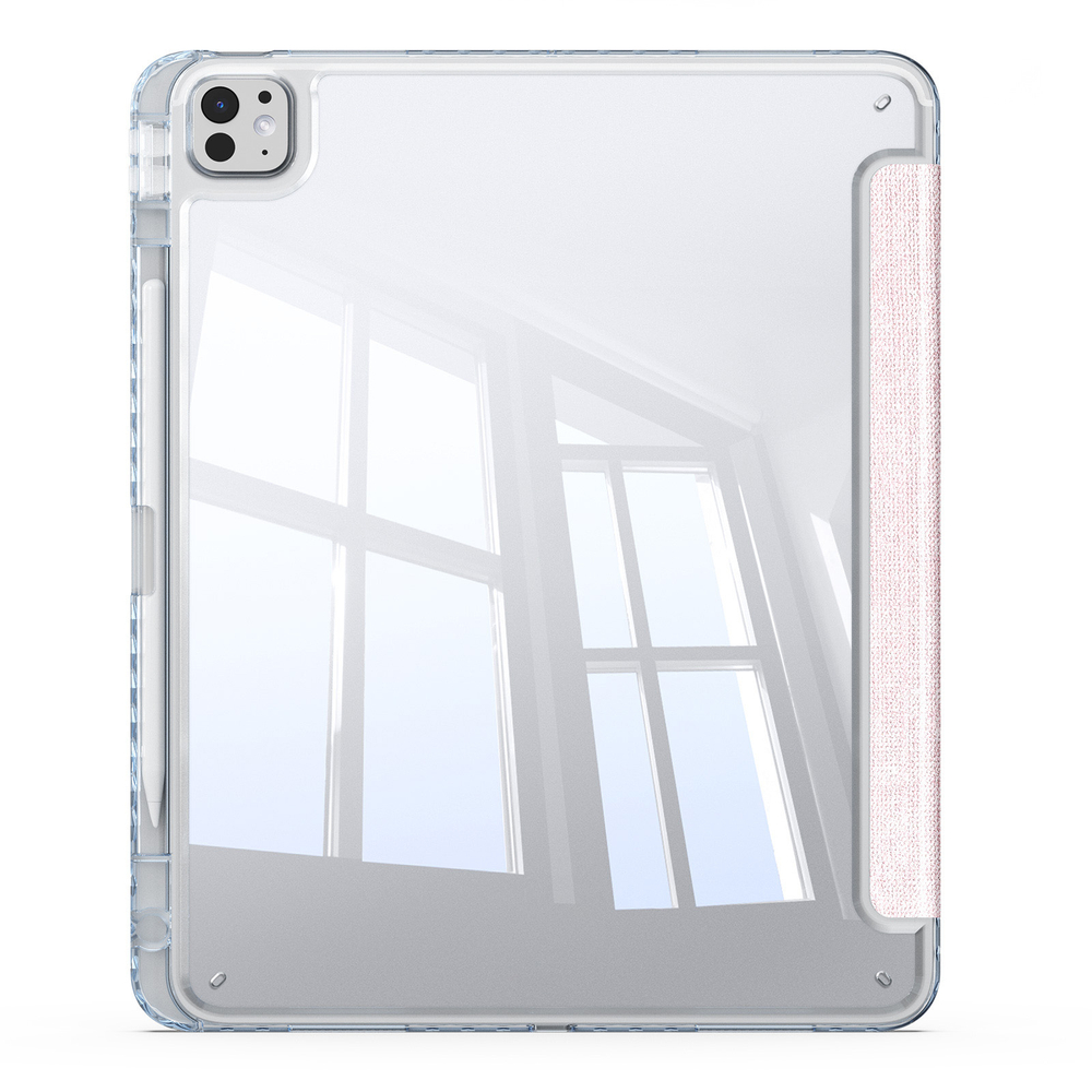 Чехол книжка розового цвета от Dux Ducis для Apple iPad Pro 13 с 2024 года, серия Unid Series Case, с держателем Apple Pencil и функцией автоматического перехода в спящий режим