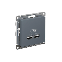 ATLASDESIGN USB РОЗЕТКА A+A, 5В/2,1А, 2х5В/1,05А, механизм, ГРИФЕЛЬ