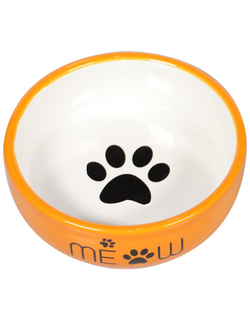 Миска Mr.Kranch керамическая для кошек "MEOW!" Оранжевая - 380 мл
