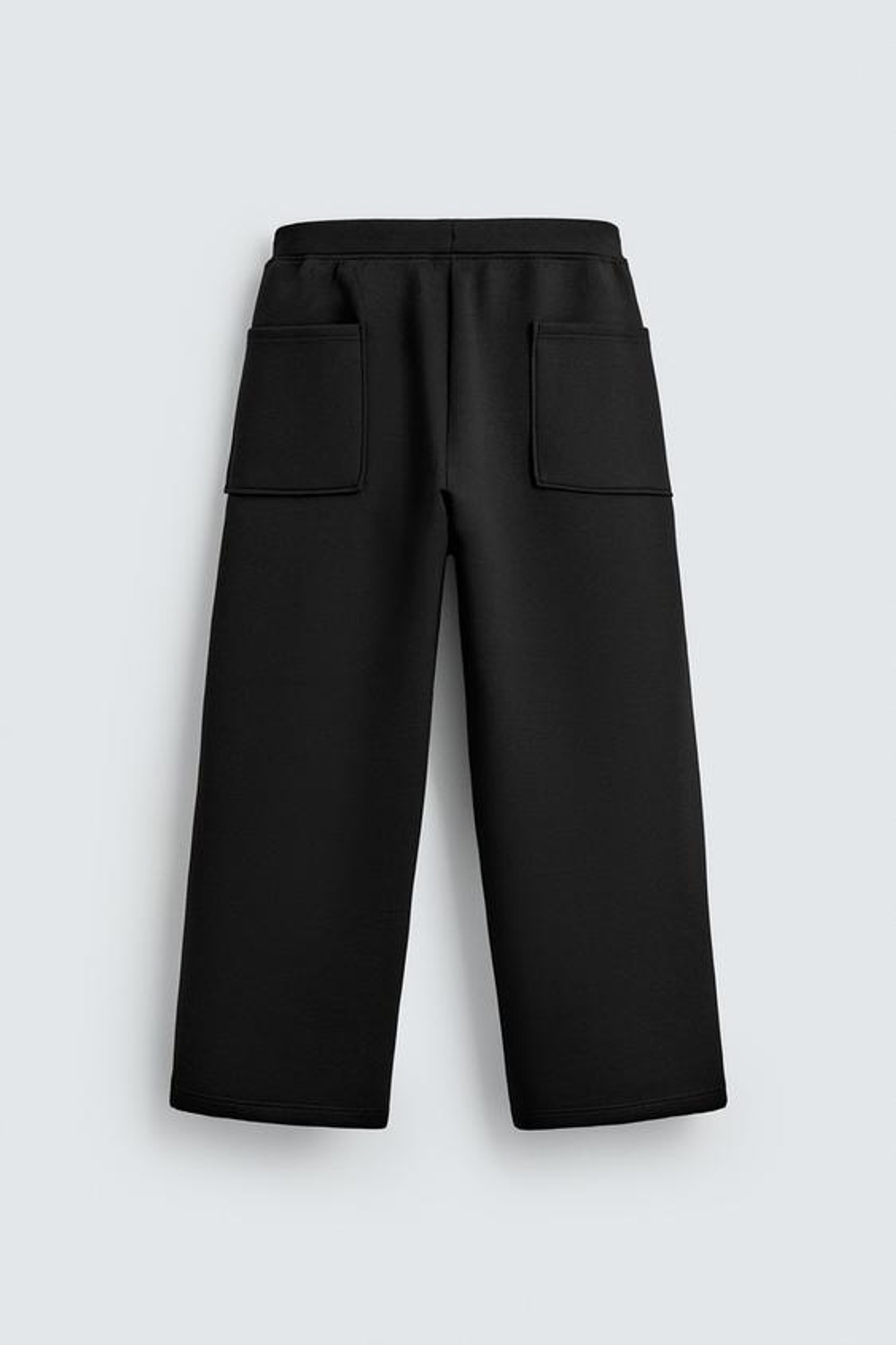 ZARA БРЮКИ INTERLOCK WIDE FIT, ЧЕРНЫЙ
