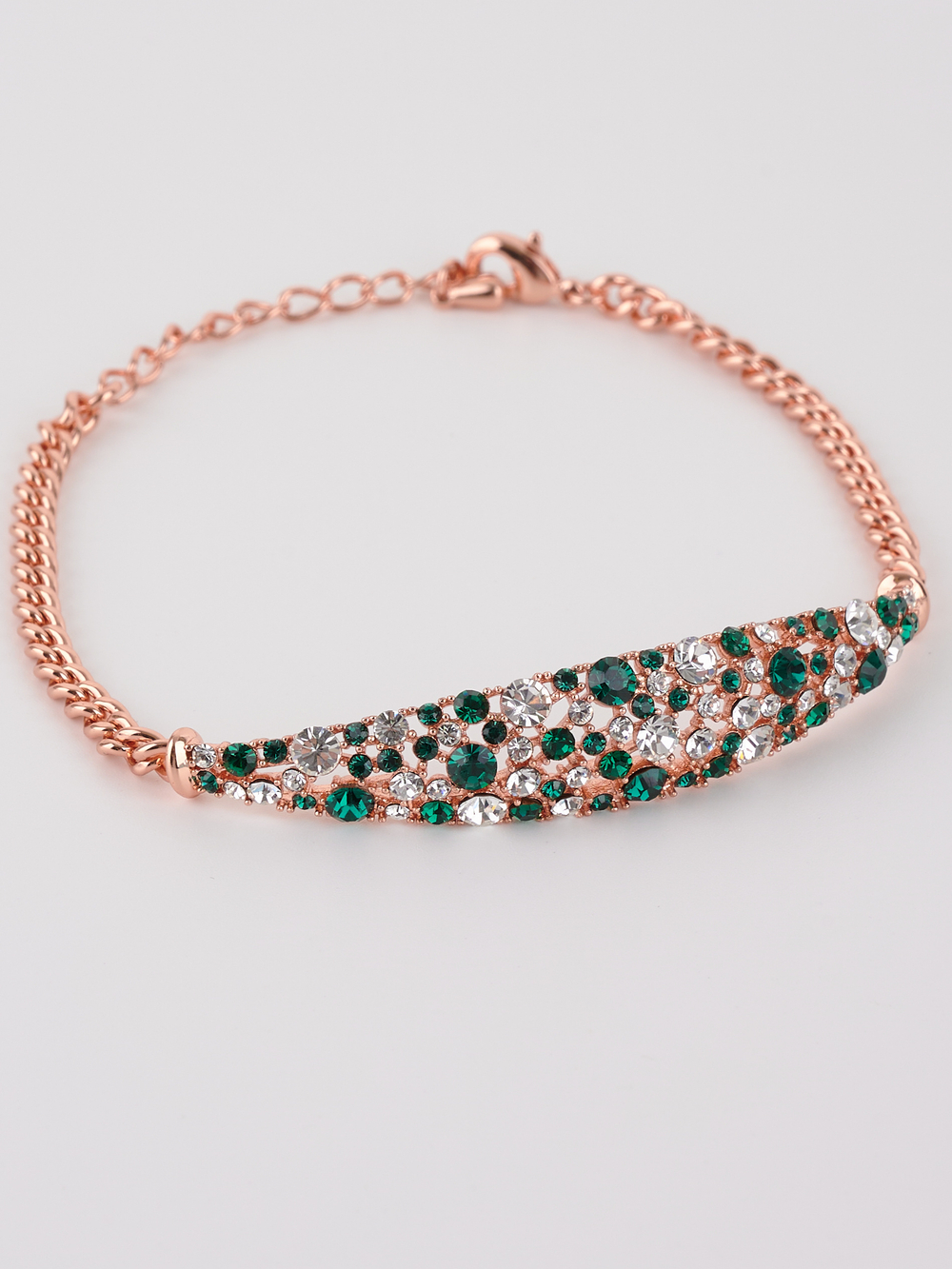 Браслет Россыпь из зеленых камней Swarovski