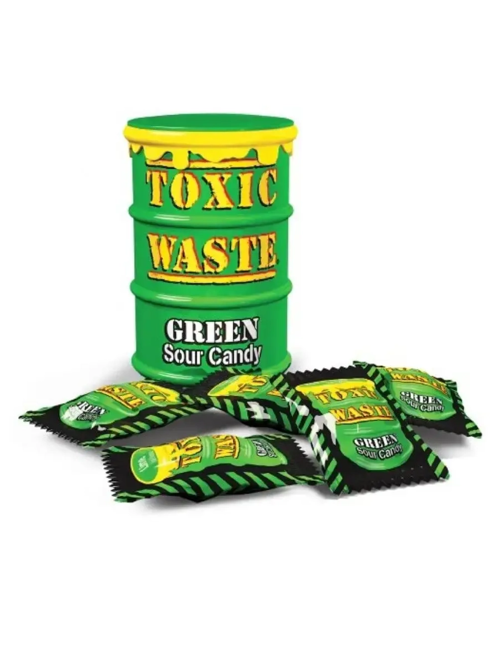 Кислые леденцы Toxic Waste Sour Candy зеленая бочка