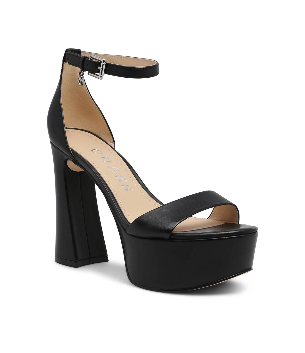 Кожаные босоножки на каблуке Guess - черный(FLJIDS LEA03)